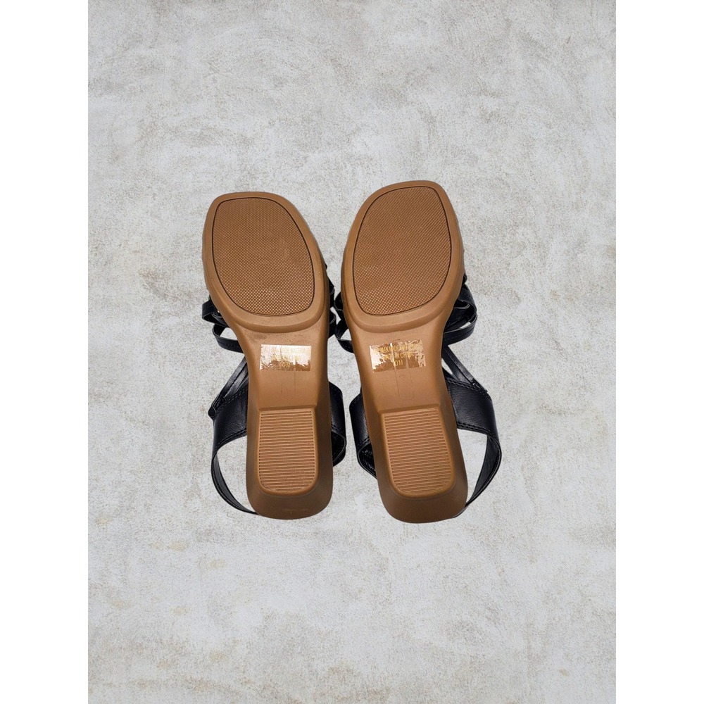 NIB Angel Steps Keri Black Caged Wedge Sandals Strappy Shoes Womens 10M - Picture 7 of 8